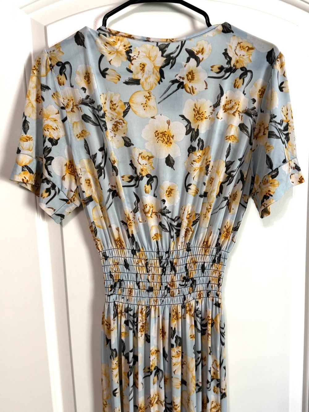 Nali Collection Blue Yellow Floral Smocked Maxi Dress XL NWT - Picture 7 of 8